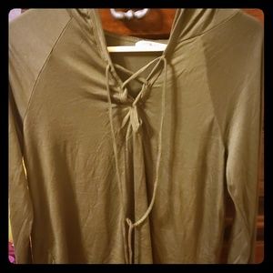 Green blouse with hood